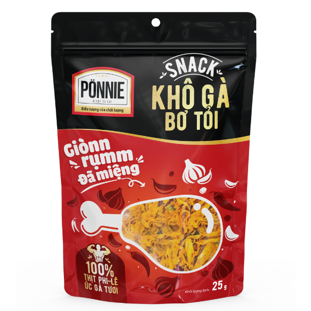 Ponnie Dried Chicken Snack Garlic butter flavor 25g - Masan Consumer