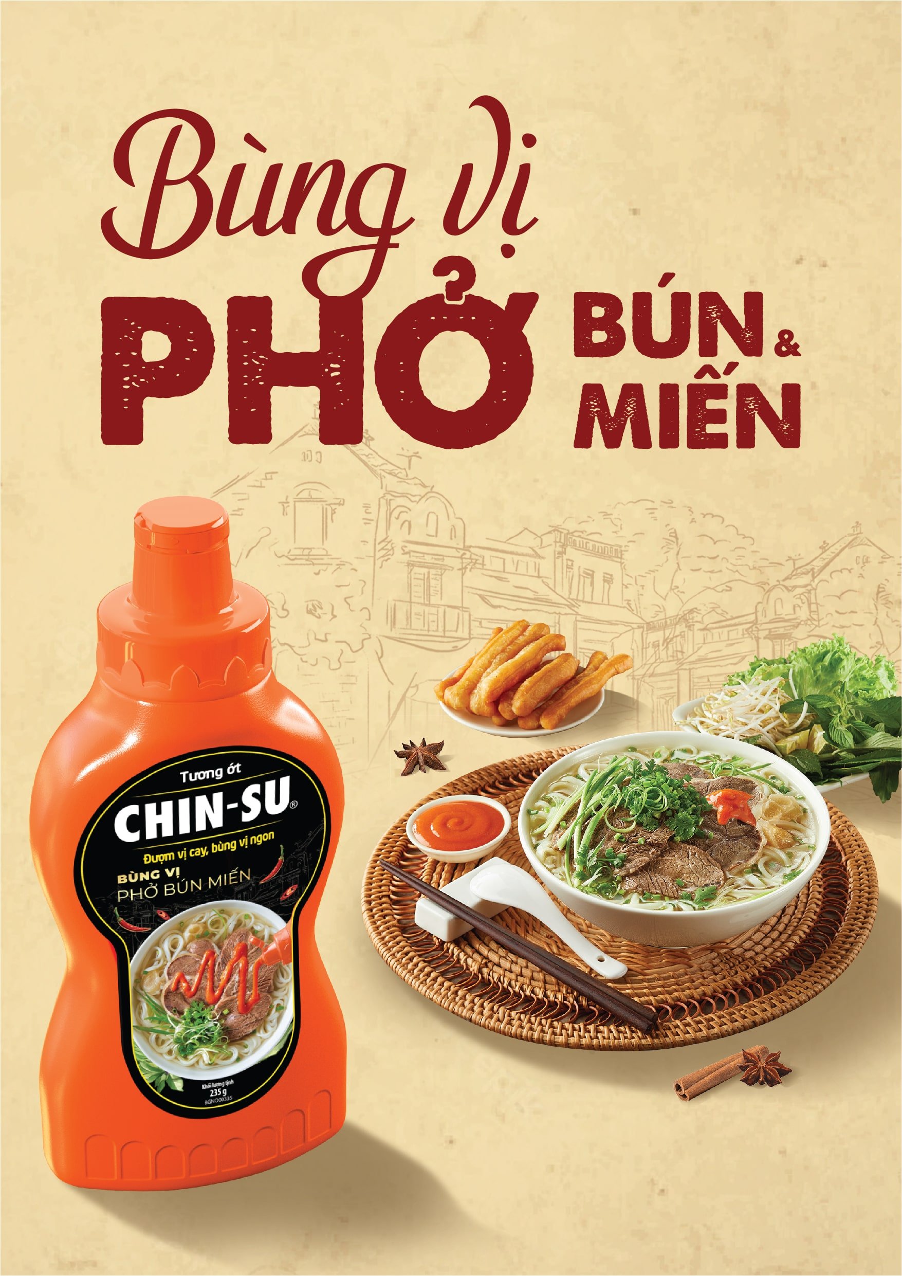 CHIN-SU Chili sauce - Robust flavor of Pho, vermicelli & noodles 235g - Masan Consumer
