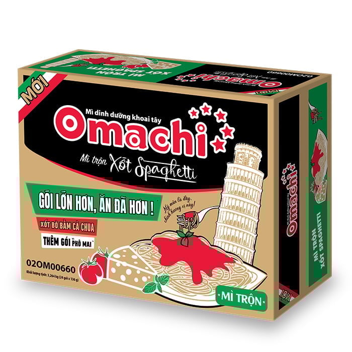 Omachi Potato Noodles Spaghetti Beef Sauce 24 packs x 136gr - Masan Consumer