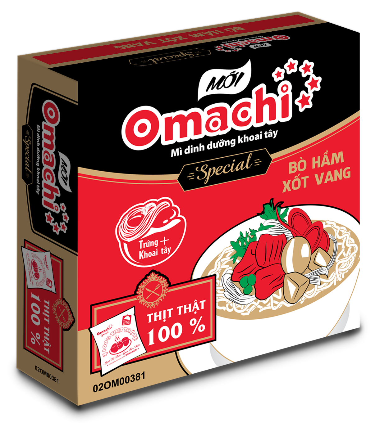 Omachi Special potato noodles - Beef stewed in wine sauce flavor - Masan Consumer