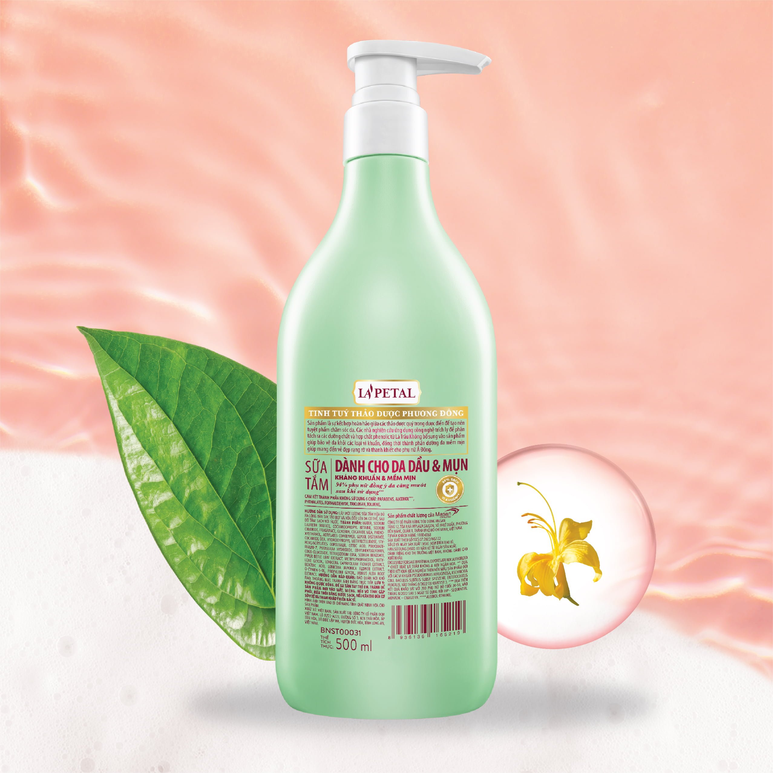 La'petal ANTIBACTERIAL & SOFTEN SKIN shower gel for oily & acne-prone skin 500ml - Masan Consumer