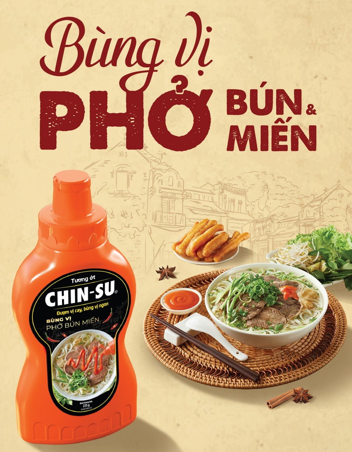 CHIN-SU Chili sauce - Robust flavor of Pho, vermicelli & noodles 235g - Masan Consumer
