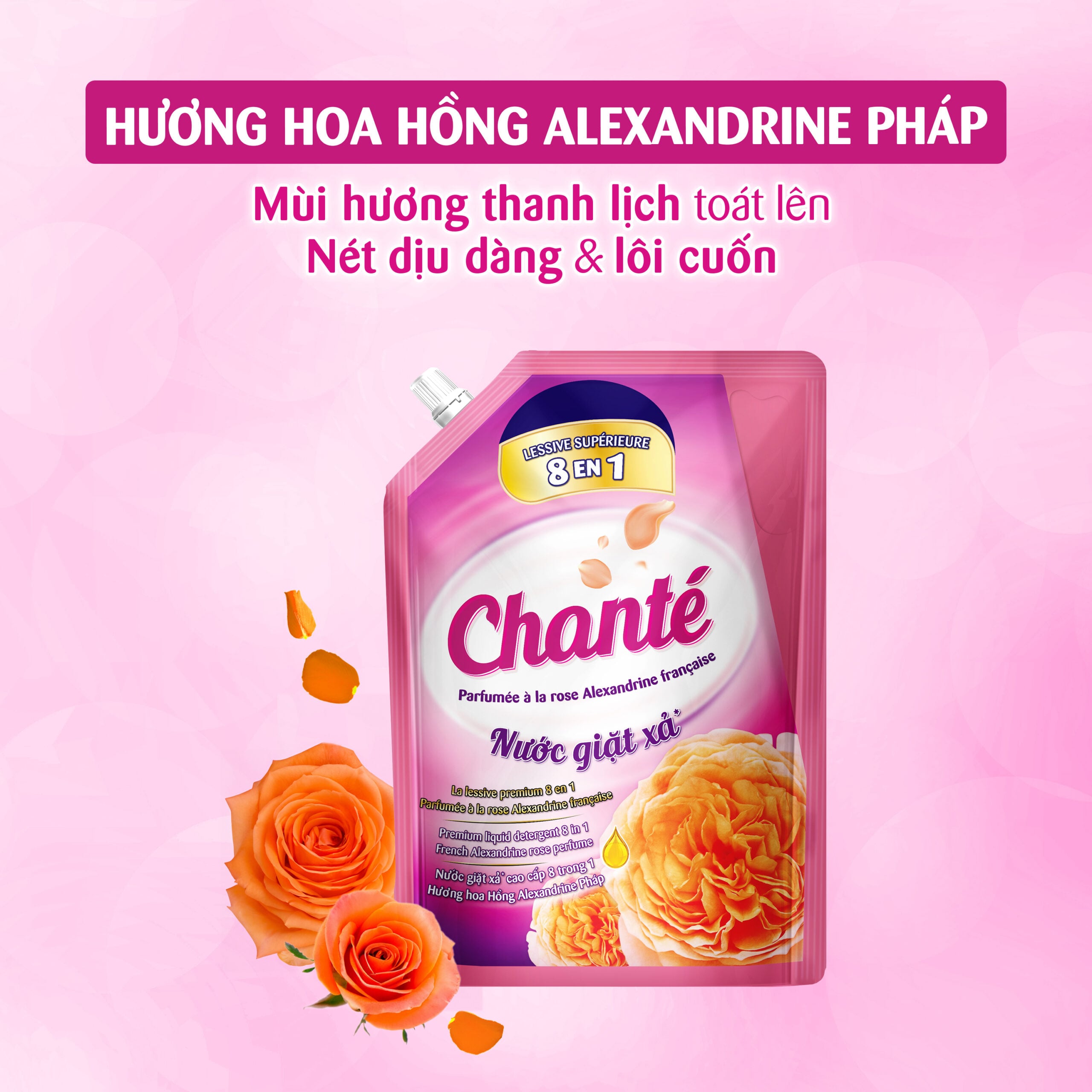 Chanté 8-in-1 Laundry Detergent & Softener​ French Alexandrine Rose Scent - Masan Consumer