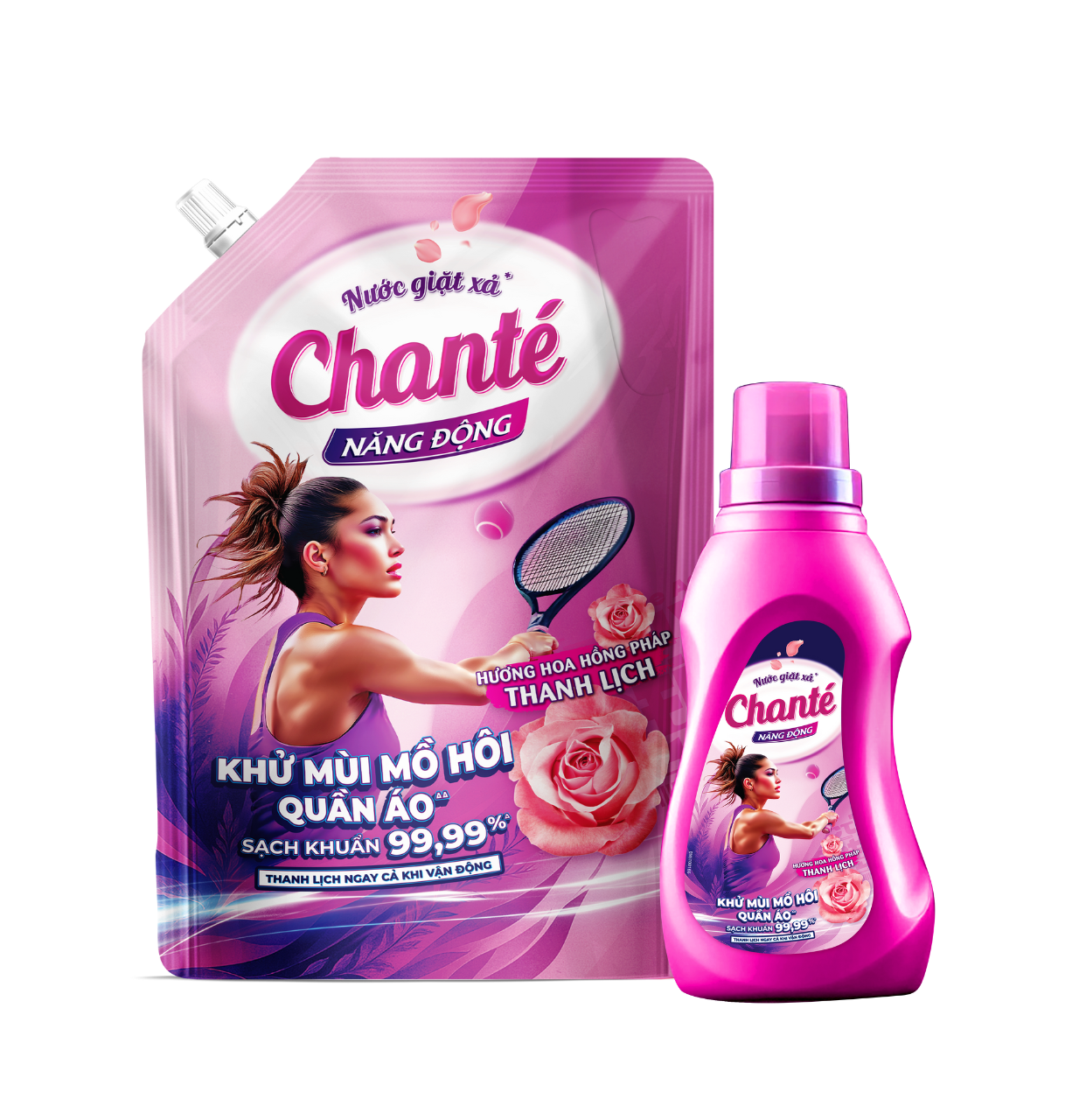 Nước giặt xả 8 trong 1 Chanté Năng Động hương hoa Hồng Pháp Thanh lịch​ ​ - Masan Consumer