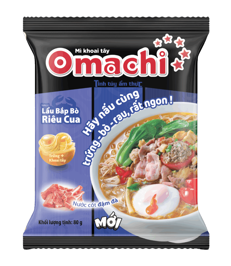 Mì dinh dưỡng khoai tây Omachi hương vị lẩu bắp bò riêu cua - Gói 80gr ...
