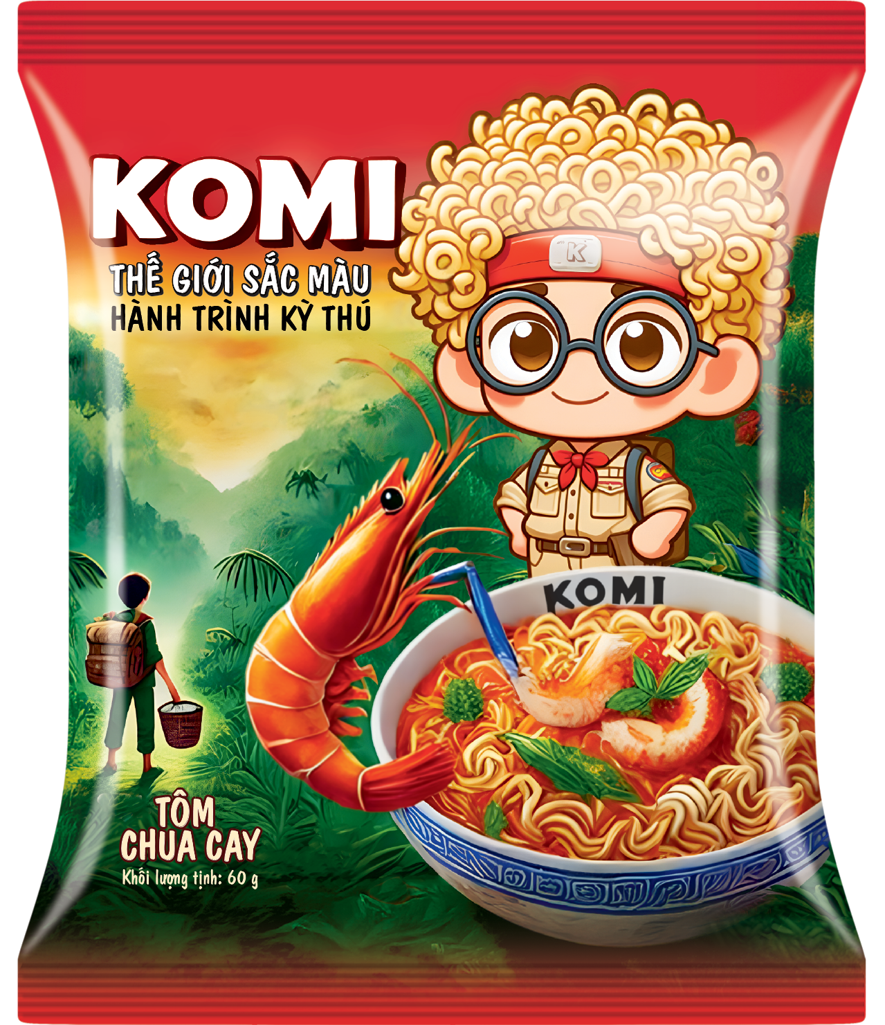 Komi Spicy Shrimp Mix Noodles – 60 g Cup - Masan Consumer